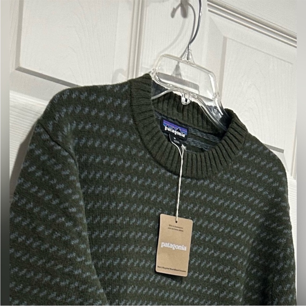 Patagonia Men's Small Recycled Wool Sweater Pine Needle Green NWT Crewneck - Picture 2 of 7